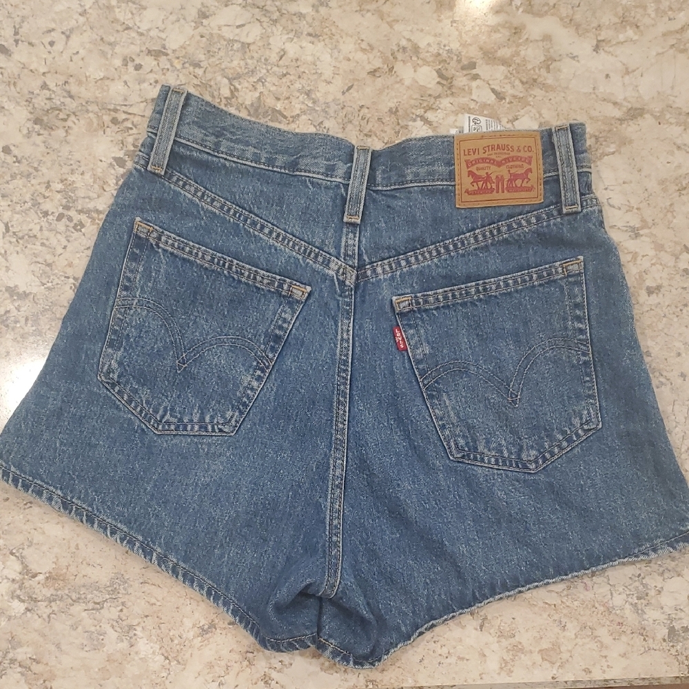 Levi's Women's Blue Denim Mom Shorts
